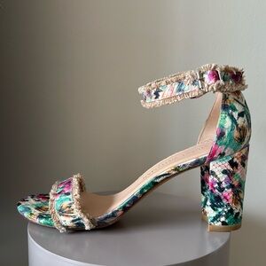 Stuart Weitzman Multi Floral‎ City Sandals Heels size 7.5
